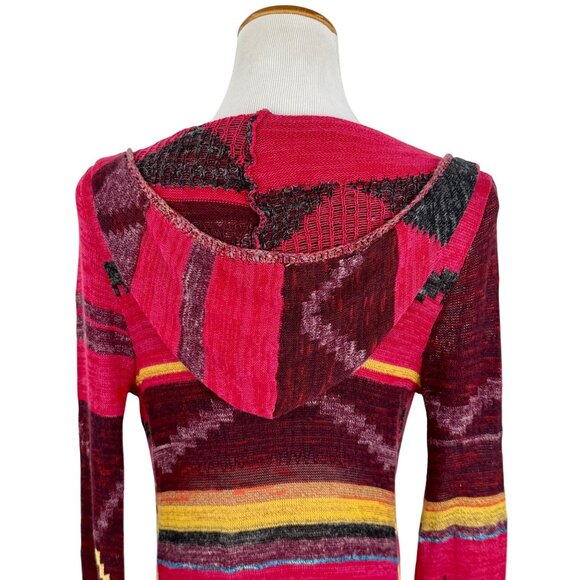 Free People Hooded Long Multicolor Cardigan | Boho Coastal Cowgirl Tribal Indie - Picture 16 of 16